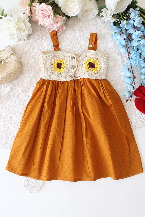 Ajoobaa"Giggles" Crochet Yoke Girls Frock