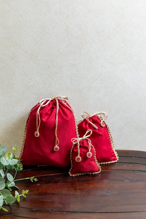 Samoolam Festive Gift Pouch (Set Of 3) - Red