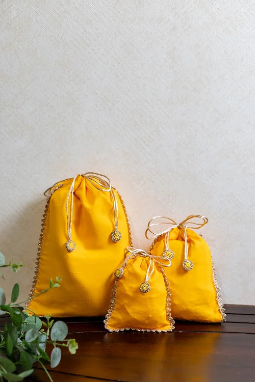 Samoolam Festive Gift Pouch (Set Of 3) - Yellow