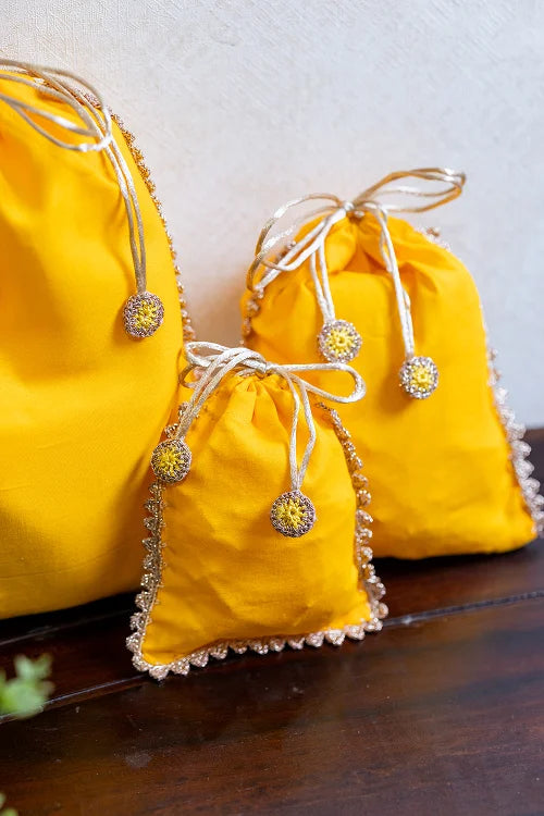 Samoolam Festive Gift Pouch (Set Of 3) - Yellow