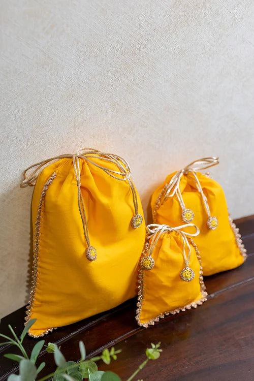 Samoolam Festive Gift Pouch (Set Of 3) - Yellow