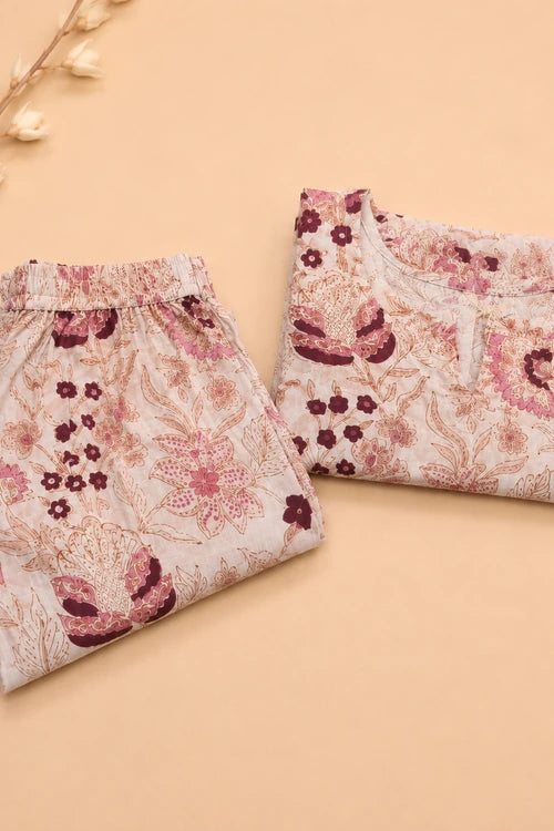 Indi Dhaage Ivory Handblock Printed Cotton Co-Ord Set