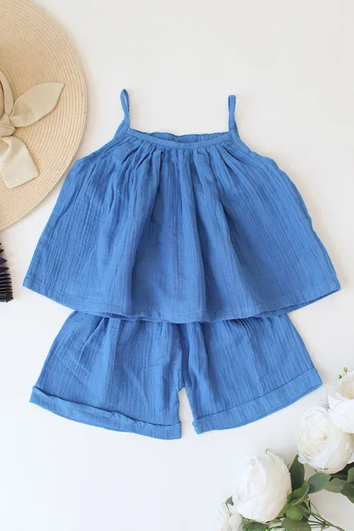 Ajoobaa Kid "Floral" Shorts Set - Blue