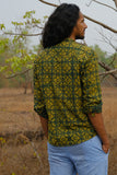 Okhai 'Grassland' Pure Cotton Ajrakh Hand Block Printed Full Sleeves Shirt