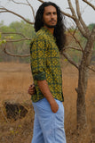 Okhai 'Grassland' Pure Cotton Ajrakh Hand Block Printed Full Sleeves Shirt