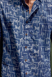 Okhai 'Blue Sienna' Pure Cotton Hand Block Printed Half Sleeves Shirt