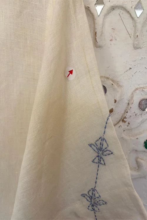 Okhai 'Reverence' Cotton Linen Blend Hand Embroidered Half Sleeves Shirt | Rescue