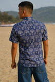 Okhai "Blue Timber" Handblock Printed Half-Sleeved Pure Cotton Shirt