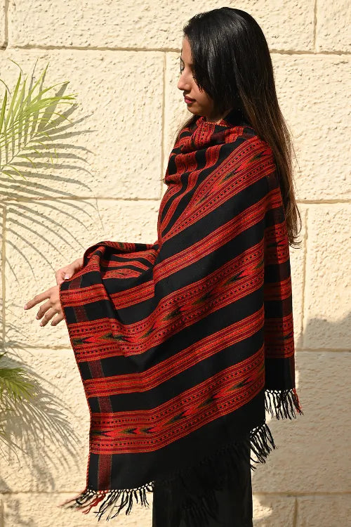 The ICH Exclusive, Soft Himachal Wool Pattu Stole - Crimson Trace