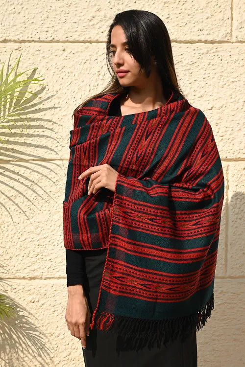 The ICH Exclusive, Soft Himachal Wool Pattu Stole - Pinefire