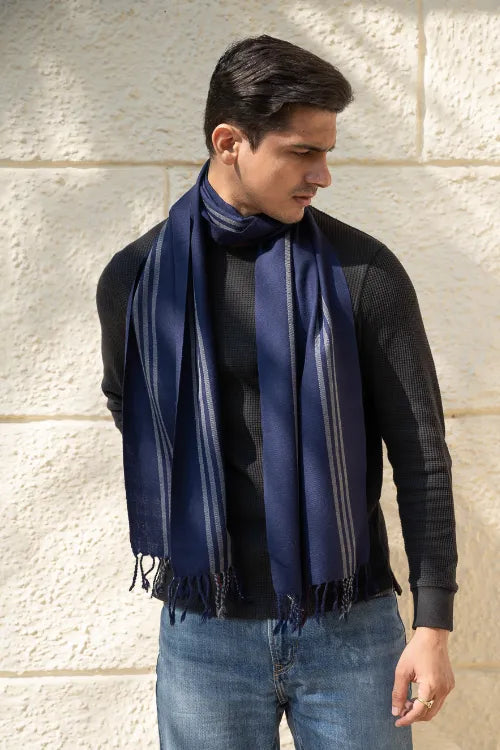 The ICH Light & Warm Merino Wool Muffler - Night Shore