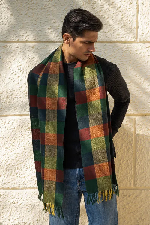 The ICH Light & Warm Merino Wool Stole - Autumn Tones