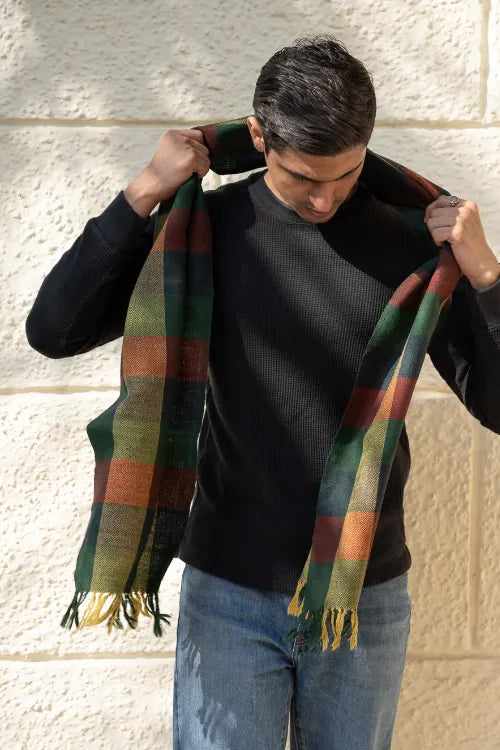 The ICH Light & Warm Merino Wool Stole - Autumn Tones