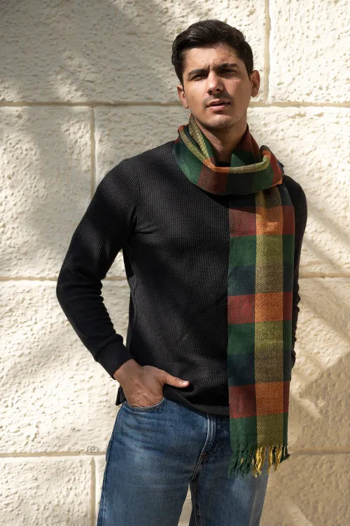 The ICH Light & Warm Merino Wool Stole - Autumn Tones