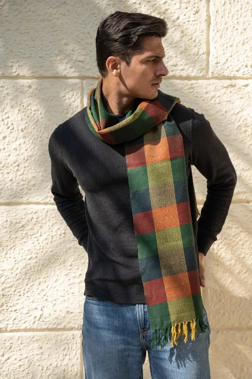 The ICH Light & Warm Merino Wool Stole - Autumn Tones