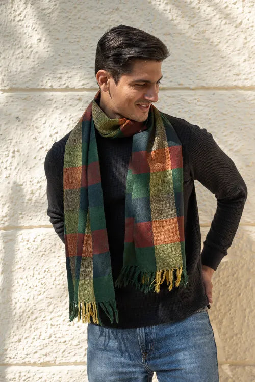 The ICH Light & Warm Merino Wool Stole - Autumn Tones
