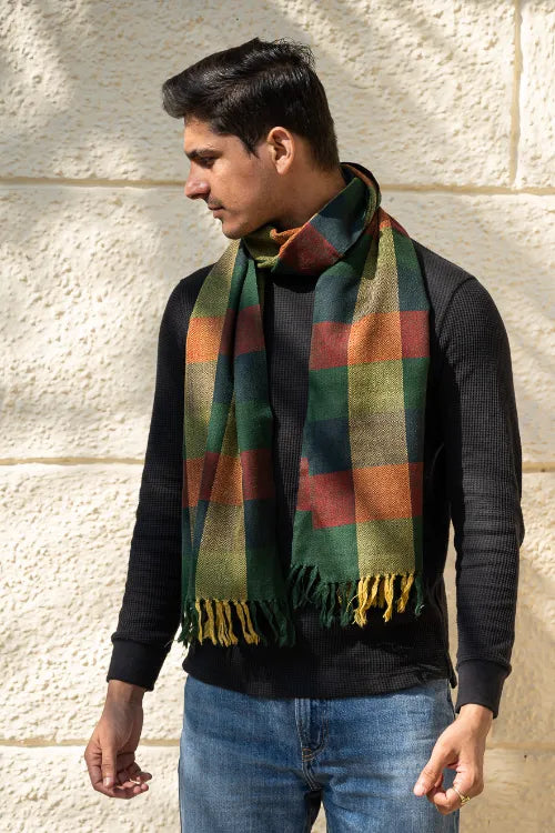 The ICH Light & Warm Merino Wool Stole - Autumn Tones