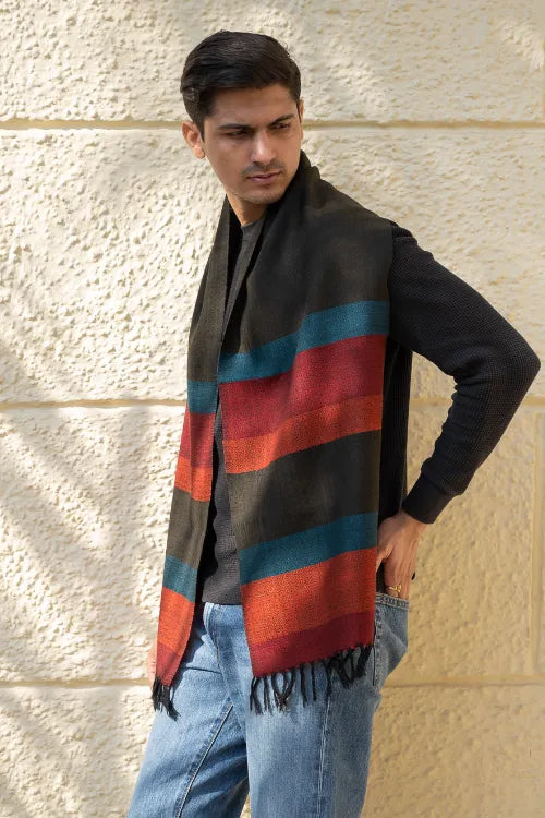 The ICH Light & Warm Himachal Muffler - Striped Tones