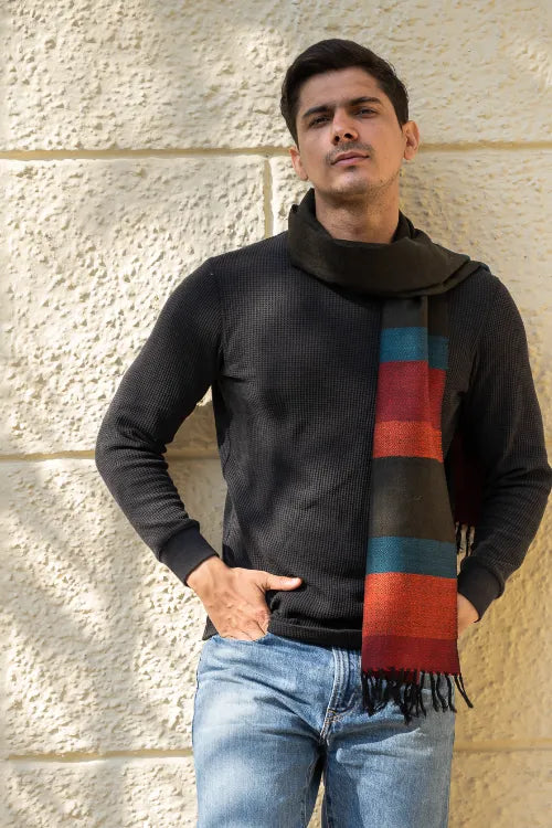 The ICH Light & Warm Himachal Muffler - Striped Tones