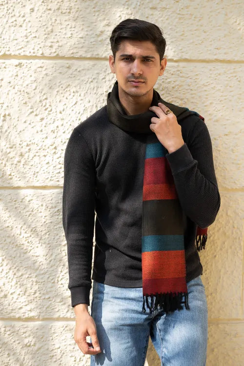 The ICH Light & Warm Himachal Muffler - Striped Tones