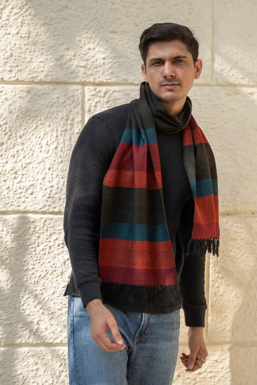 The ICH Light & Warm Himachal Muffler - Striped Tones