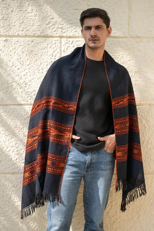 The ICH Light & Warm Himachal Stole - Twilight Bands