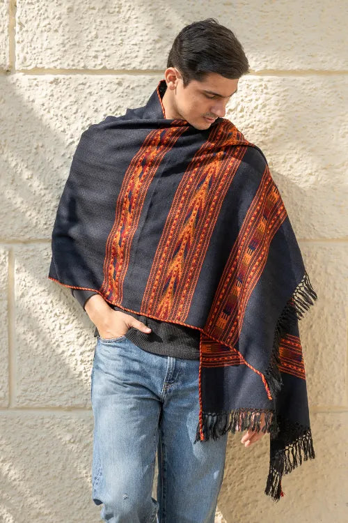 The ICH Light & Warm Himachal Stole - Twilight Bands