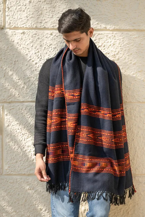 The ICH Light & Warm Himachal Stole - Twilight Bands