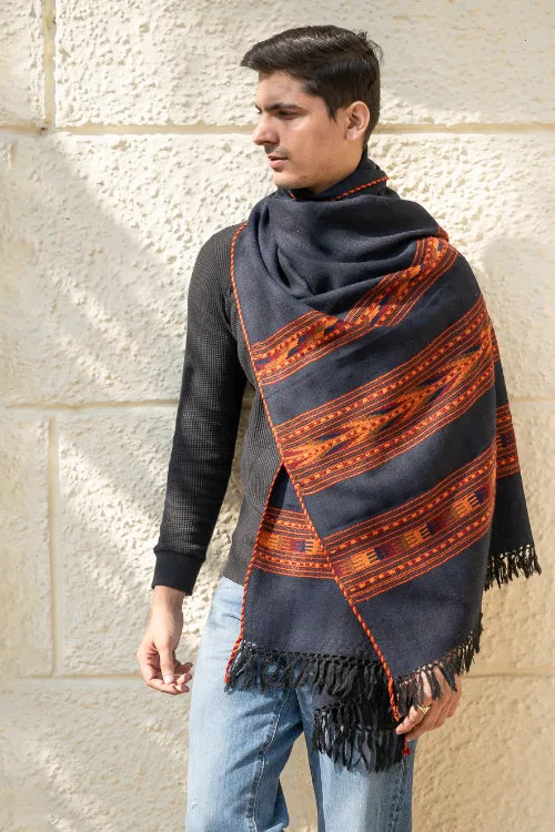 The ICH Light & Warm Himachal Stole - Twilight Bands