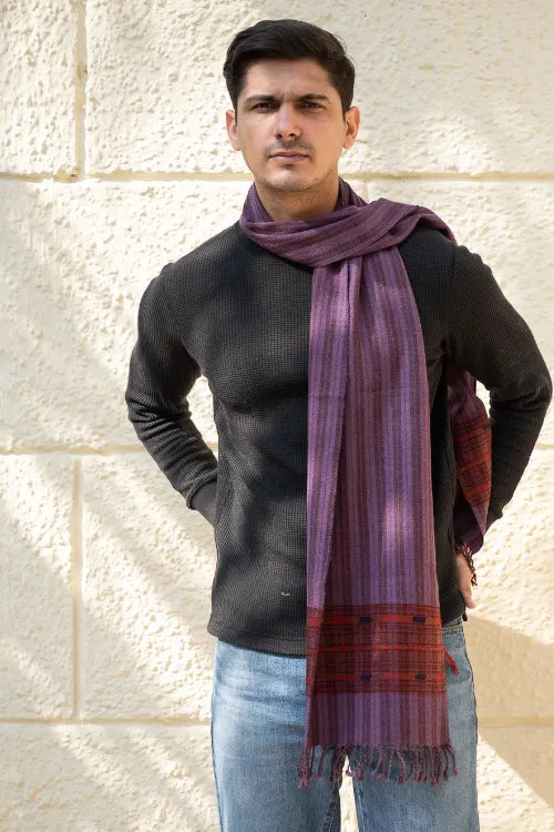 The ICH Light & Warm Himachal Muffler - Mauve Ridge