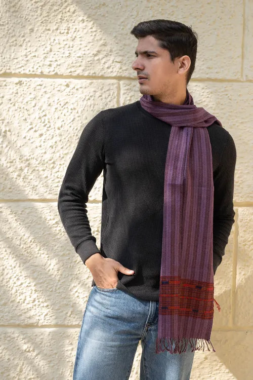 The ICH Light & Warm Himachal Muffler - Mauve Ridge