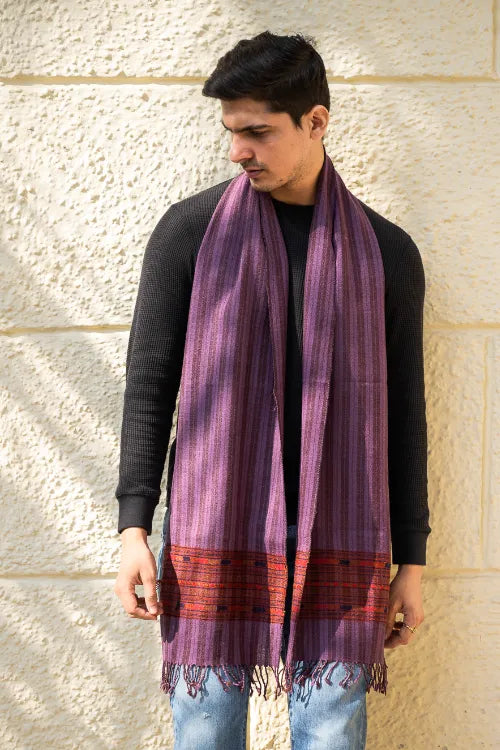 The ICH Light & Warm Himachal Muffler - Mauve Ridge