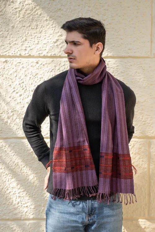 The ICH Light & Warm Himachal Muffler - Mauve Ridge