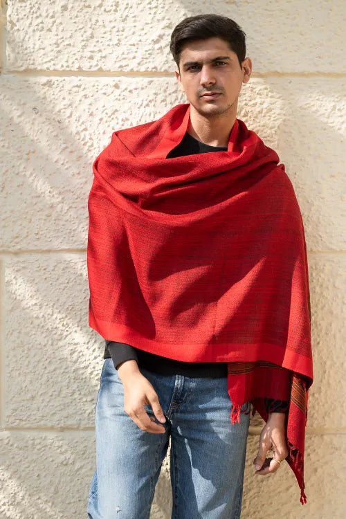 The ICH Light & Warm Himachal Stole - Rosewood Bark