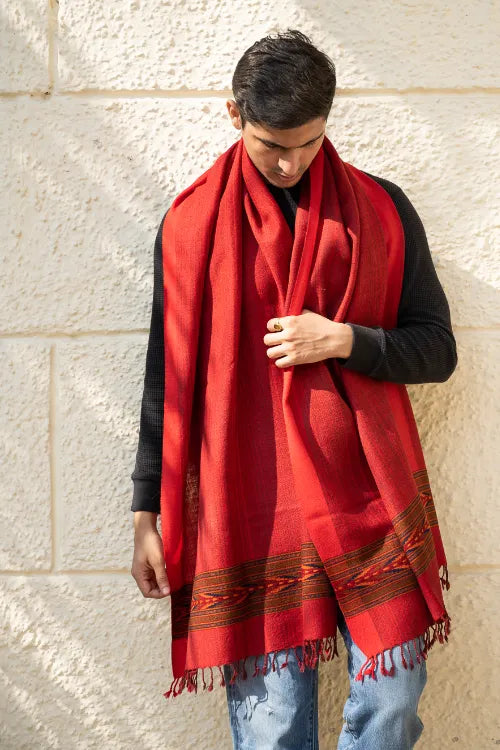 The ICH Light & Warm Himachal Stole - Rosewood Bark