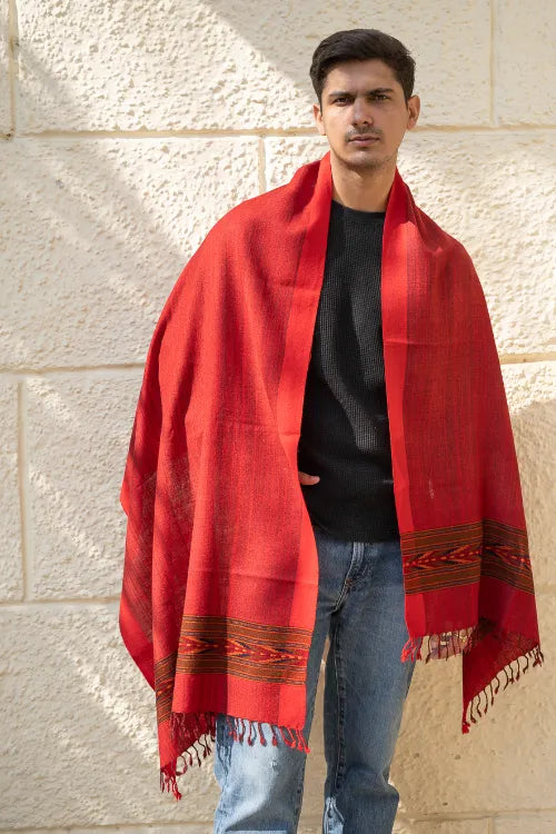 The ICH Light & Warm Himachal Stole - Rosewood Bark