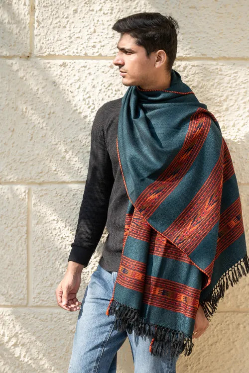 The ICH Light & Warm Himachal Stole - Sea Moss