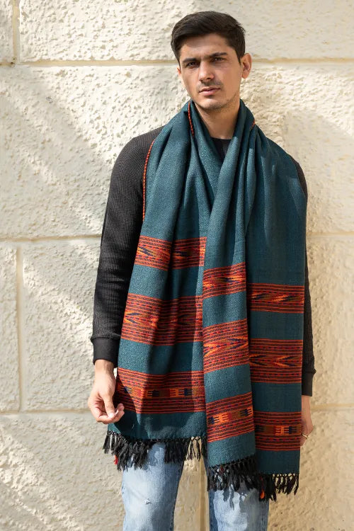 The ICH Light & Warm Himachal Stole - Sea Moss