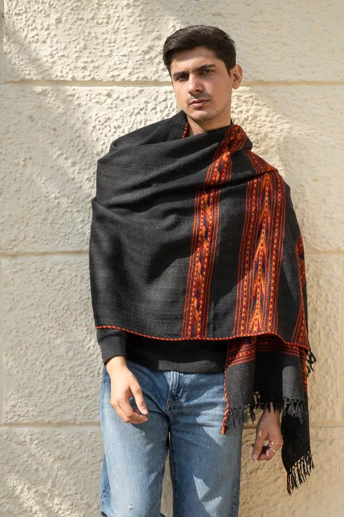 The ICH Light & Warm Himachal Stole - Raven Bands