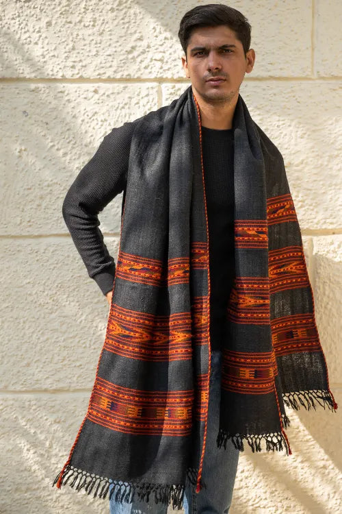 The ICH Light & Warm Himachal Stole - Raven Bands
