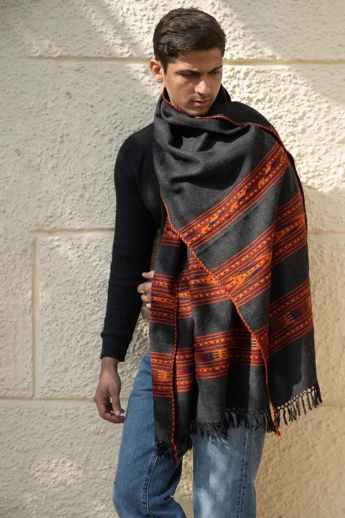 The ICH Light & Warm Himachal Stole - Raven Bands