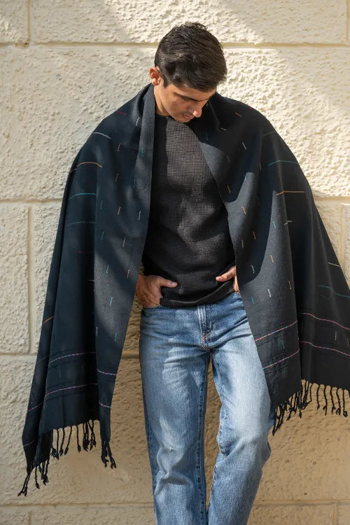 The ICH Light & Warm Merino Wool Stole - Night Rain