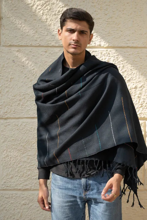 The ICH Light & Warm Merino Wool Stole - Night Rain