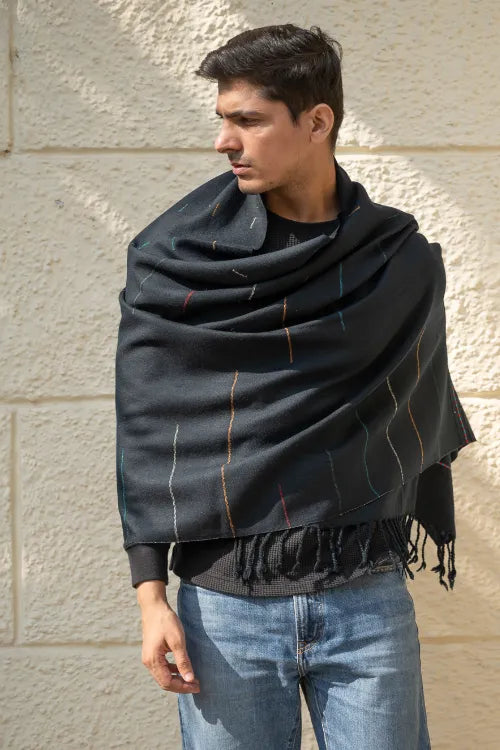 The ICH Light & Warm Merino Wool Stole - Night Rain