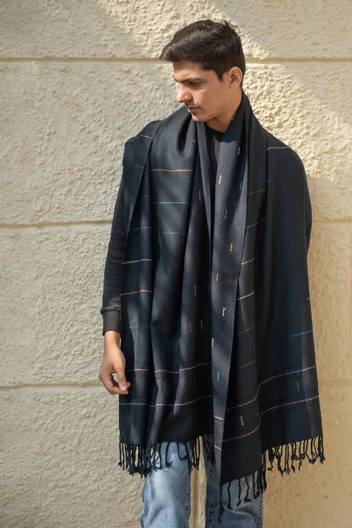 The ICH Light & Warm Merino Wool Stole - Night Rain