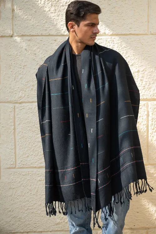 The ICH Light & Warm Merino Wool Stole - Night Rain