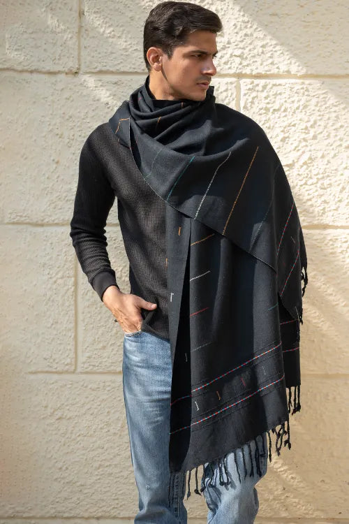 The ICH Light & Warm Merino Wool Stole - Night Rain