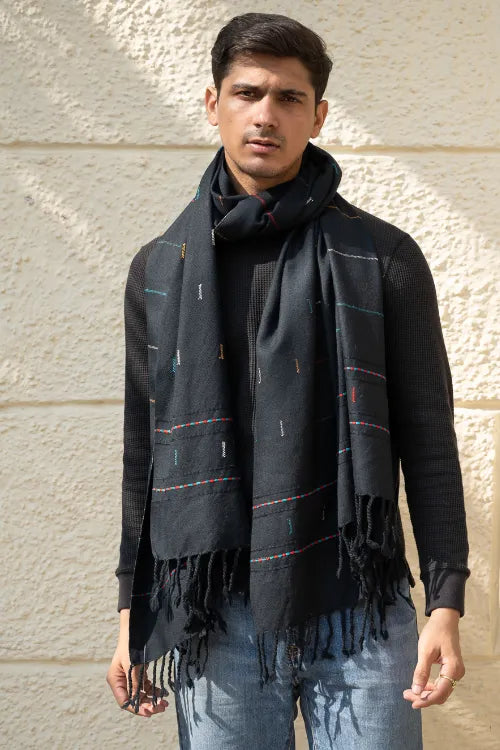 The ICH Light & Warm Merino Wool Stole - Night Rain