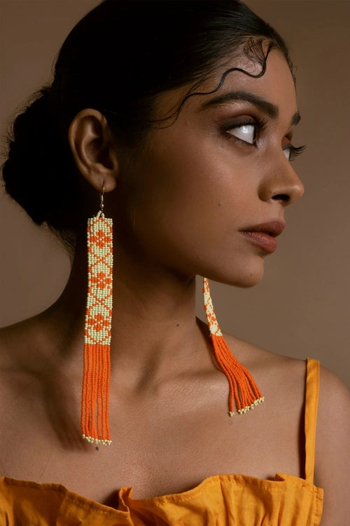 Melo Studio Gulmohar Hand Beaded Earrings