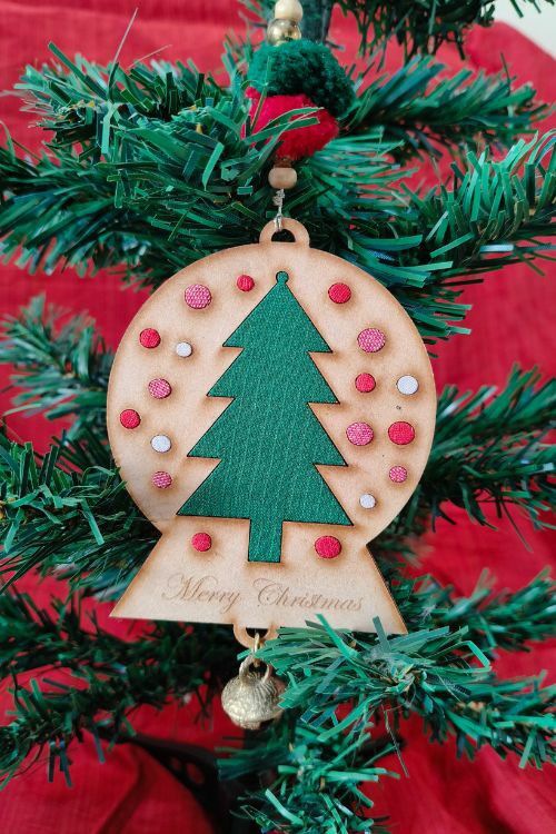 Whe Snow Globe Repurposed Wood & Upcycled Fabric Christmas Charm Combo Of 3